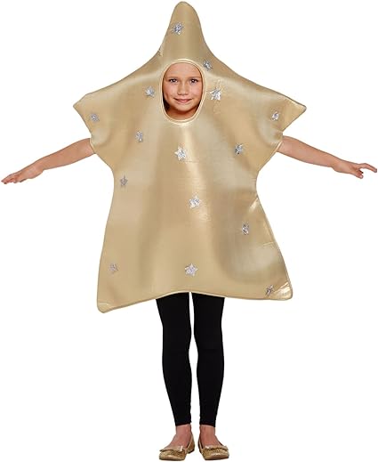 LUXE DIVA Kids Gold Star Christmas Costume Nativity Fancy Dress