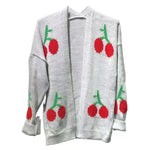 Load image into Gallery viewer, LUXE DIVA Womens Long Sleeve Cherries Print Open Front Knitted Jumper Cardigan 8-14