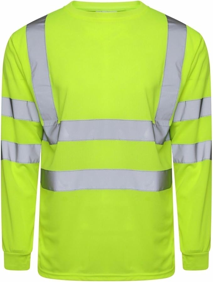 LUXE DIVA Hi Vis Viz Visibility Long Sleeve Crew Neck Highway Work Sweet Shirt Size S-2XL