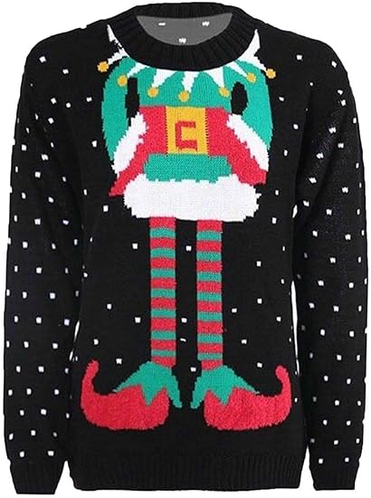 LUXE DIVA Unisex Elf Joker Novelty Christmas Jumper Adult
