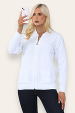 Load image into Gallery viewer, Women's Ladies Knitted Cable Zipper Collar 2 Pockets Zip All The Way Down 8-14