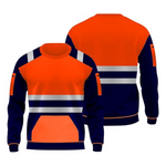 Load image into Gallery viewer, LUXE DIVA High Visibility Reflective Sweatshirt & Hoodie Combo - Safety Work Wear with Long Sleeves, Round Neck, & 3 Zipped Pockets - S to 5XL