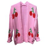 Load image into Gallery viewer, LUXE DIVA Womens Long Sleeve Cherries Print Open Front Knitted Jumper Cardigan 8-14