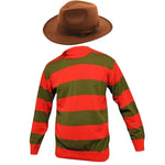 Load image into Gallery viewer, LUXE DIVA Men's Halloween Costume Red Green Stripe Knitted Jumper Explore Hat Scary Mask & Claw Hand Glove Halloween Cosplay Horror Fancy Dress Costume Suit Sweater+Top+Hat+Mask+Glove For Adult