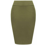 Load image into Gallery viewer, Womens Plain High Waisted Knee Length Bodycon Stretch Pencil Midi Skirt 8-14