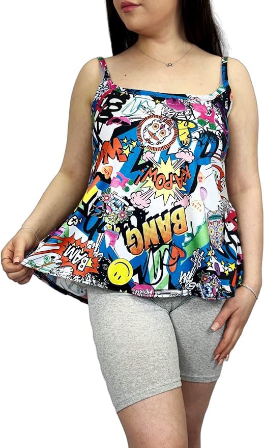 Womens Plain Sleeveless Round Scoop Neckline Stretch Slim Straps Strappy Flared Swing Camisole T-Shirt Vest Top UK Size 24-26
