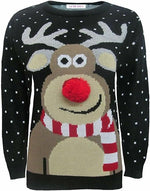 Load image into Gallery viewer, Unisex 3D Pom Pom Reindeer Nose  Novelty Sweater Jumper For Adult