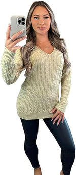 Load image into Gallery viewer, LUXE DIVA LADIES V/N KNITTED LONG SLEEVE JUMPER BACK IN STOCK