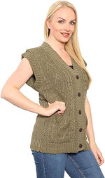 Load image into Gallery viewer, Womens Sleeveless Cable Knitted Grandad Cardigan Ladies 5 Button Casual Winter Sweater Waistcoat Top