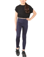 Load image into Gallery viewer, Childrens Plain Full Length Jersey Leggings Girls Stretchy Thick Material Pants