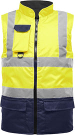 Load image into Gallery viewer, LUXE DIVA  Hi Viz Bodywarmer Reversible Fleece Lined High Visibility Gilet Hi Vis Reflective Waterproof Workwear Padded Vest Security Safety Wear Warm Waistcoat