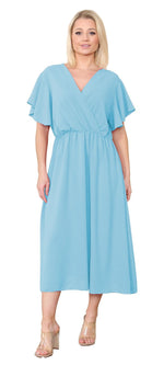 Load image into Gallery viewer, LUXE DIVA Womens Italian Wrap Over Frill Sleeves Dress