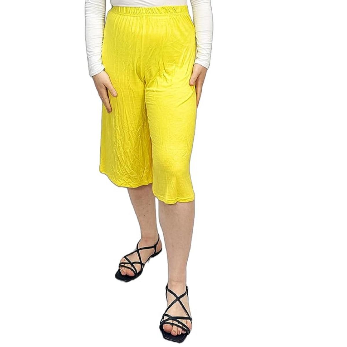 LUXEDIVA Womens Ladies Plain 3/4 Length Short Palazzo Trousers Casual Wide Leg Culottes Pants Plus Sizes UK 8-26