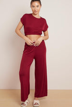 Load image into Gallery viewer, Ladies Plain Crop Top Flared Trouser Loungewear Suit 2PCS Co-ord Tracksuit Set