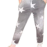 Load image into Gallery viewer, LUXEDIVA  Women’s Ladies Denim Joggers Star Printed Sweatpants Floral Ribbed Waistband Trousers Ladies Casual Summer Drawstring Italian Gym Running Pants Plus Size 8-22
