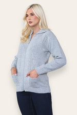 Load image into Gallery viewer, Women's Ladies Knitted Cable Zipper Collar 2 Pockets Zip All The Way Down 8-14