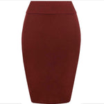 Load image into Gallery viewer, Womens Plain High Waisted Knee Length Bodycon Stretch Pencil Midi Skirt 8-14