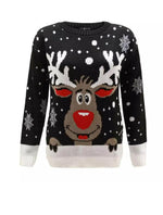 Load image into Gallery viewer, LUXE DIVA Women's Knitted Rudolph on wall Xmas Snowflake Ladies kids Reindeer Pom Jumpers