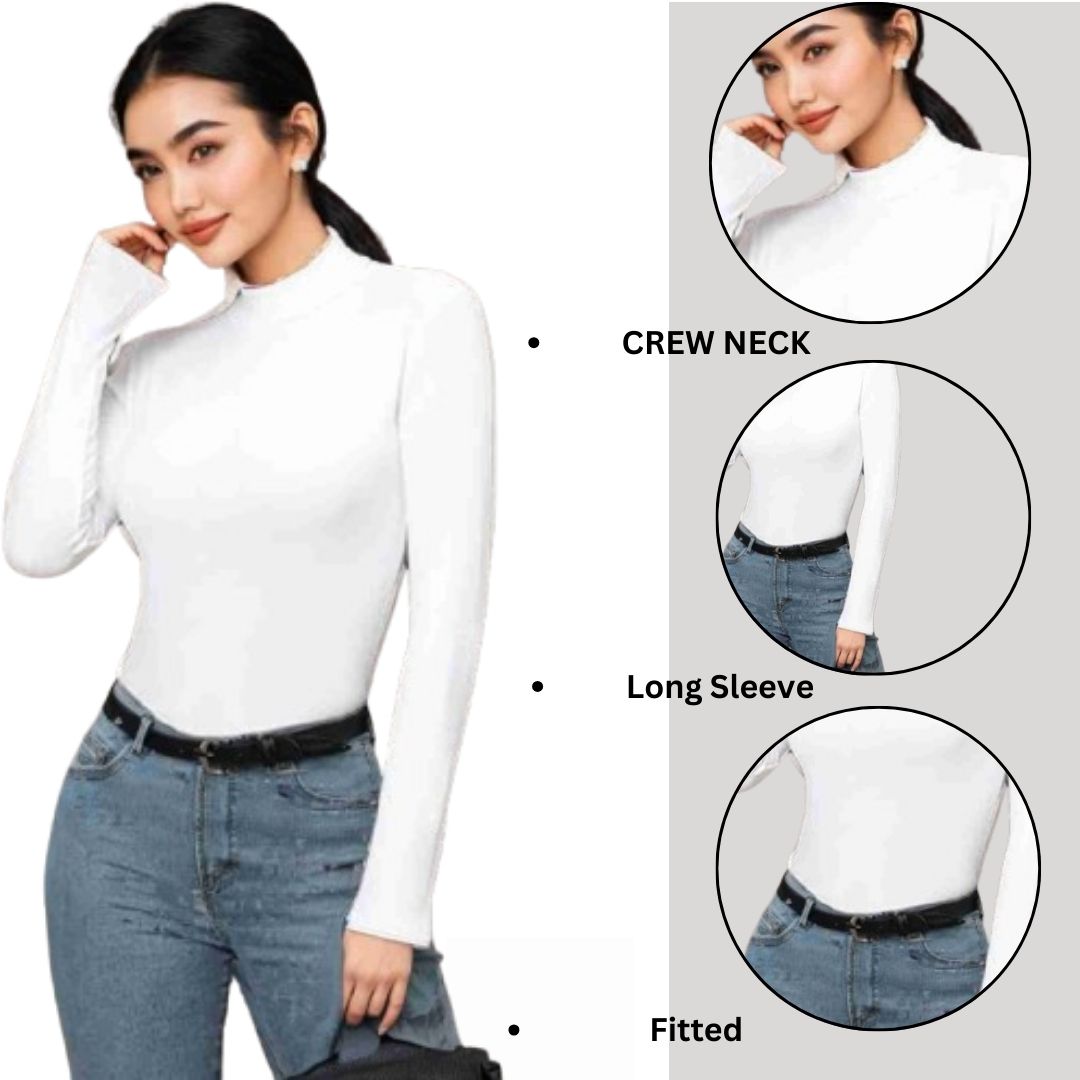 LUXE DIVA Bodysuit for Women Mock Turtle Neck Long Sleeve Tops Slim Fit Basic Stretch Soft Bodysuit Jumpsuit