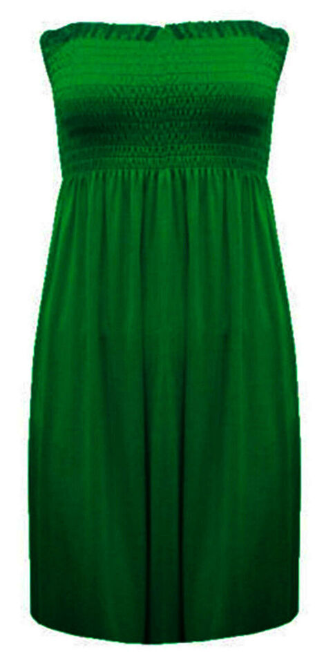 New Womens Ladies Sheering Top Strapless Bandeau Dress Top Jersey Ladies Plus Size Boobtube Top Dress UK 8-14