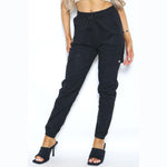 Load image into Gallery viewer, LUXE DIVA Women's Work Pants, Casual Elastic Waist, Pull-On Ankle Pants, Cargo Slim Fit, Drawstring Fall Pants with Pocketsโstylish, comfy, and perfect for work or casual wear