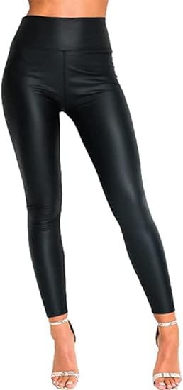 LUXE DIVA Women's Faux Leather Biker Leggings High Waist