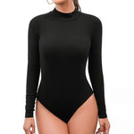 Load image into Gallery viewer, LUXE DIVA Bodysuit for Women Mock Turtle Neck Long Sleeve Tops Slim Fit Basic Stretch Soft Bodysuit Jumpsuit