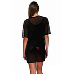 Load image into Gallery viewer, LUXE DIVA Womens Round Neck  Sheer Mesh Top Ladies Short Sleeve Tunic Baggy T-Shirt Dress