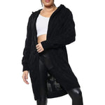 Load image into Gallery viewer, LUXE DIVA LADIES CABLE ALL-OVER HOODED ITALIAN KNITTED OPEN FRONT STYLE CARDIGAN