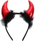 Load image into Gallery viewer, LUXE DIVA Fun pair of red sequin Devils horns on head band, Alice band, Great Hen nights, fancy dress Girls Halloween Red and Black Devil Horns Alice Hair Band Headband