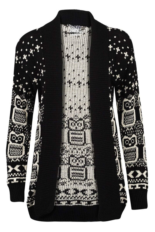 LUXE DIVA Women's Halloween Skull Aztec Knitted Cardigan