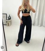 Load image into Gallery viewer, Womens Ladies Wide Leg Drawstring Palazzo Bottom Trouser Pant Elasticated Waist