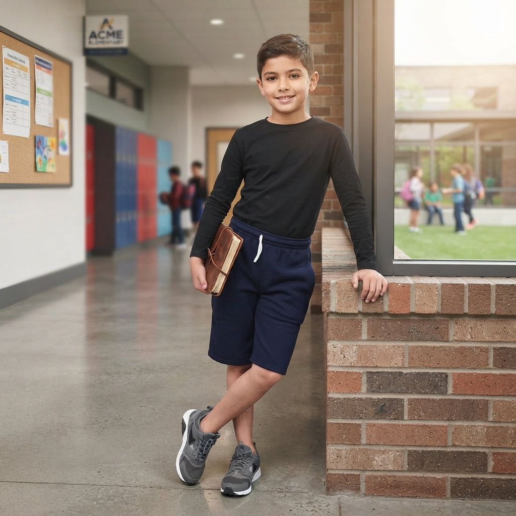 LUXE DIVA Unisex Kids PE School Sports Shorts with Pockets – Boys Girls Fleece Gym Running Football Cycling Shorts with Drawstring – Indoor Outdoor Summer Athletic