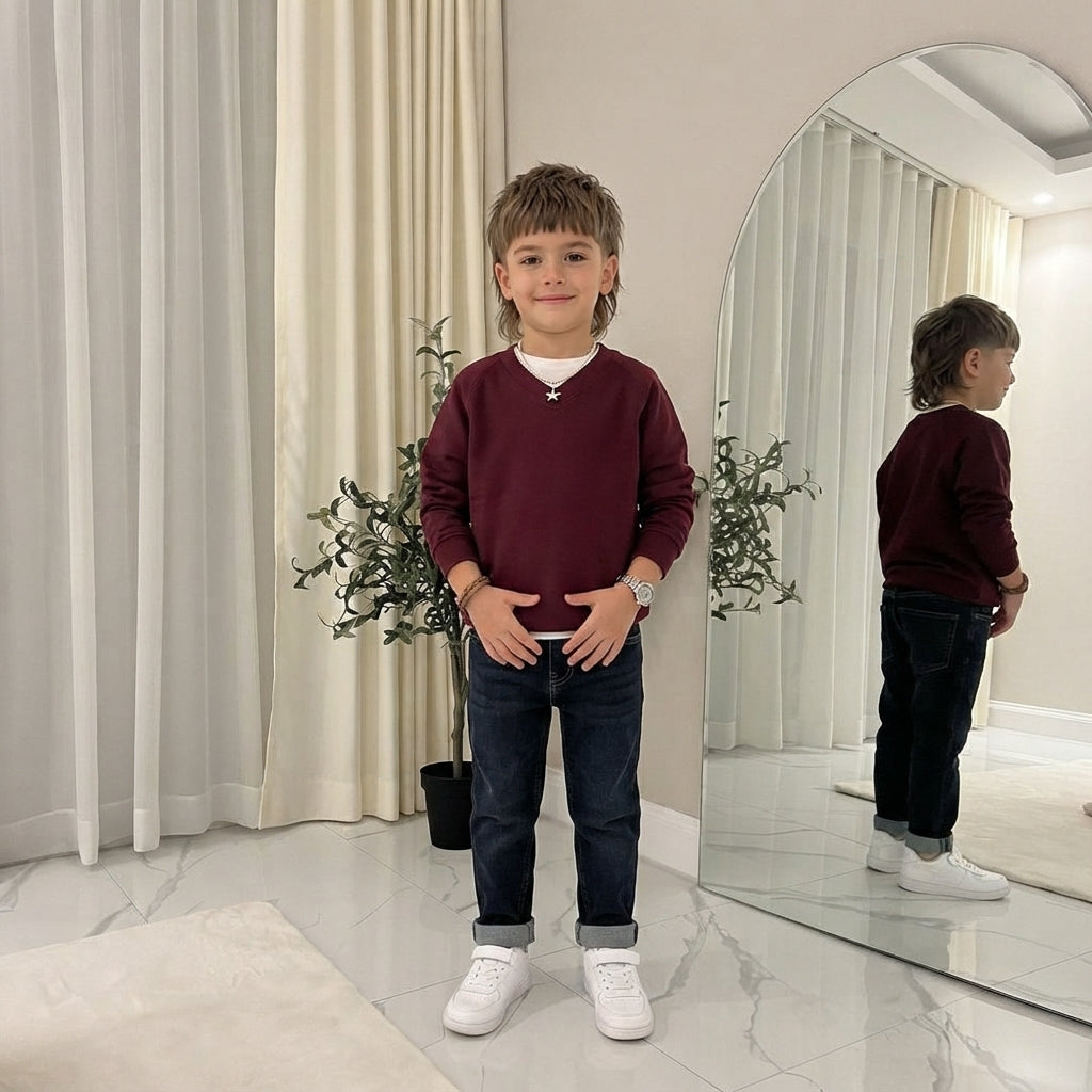 Girls Boys Jumper Pullover V Neck School Uniform Kids Long Sleeve Sweater