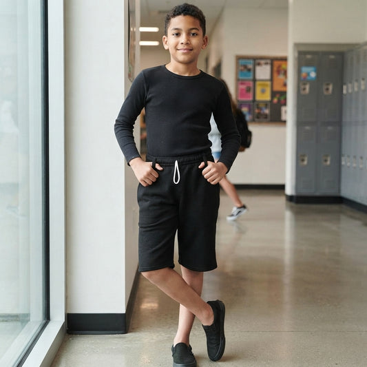 LUXE DIVA Kids PE Sports Shorts – Unisex Boys & Girls Gym Shorts with Pockets