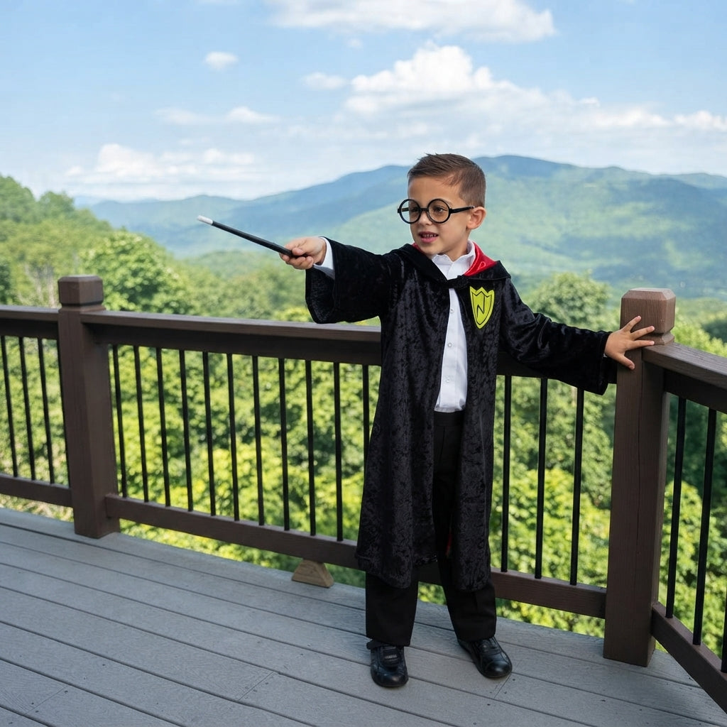 LUXE DIVA Kids Wizard Costume Set Magic Fancy Dress Outfit