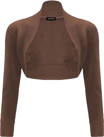 Womens Plain Long Sleeve Bolero Shrug Crop Top Ladies Cropped Cardigan Tops UK 16-26