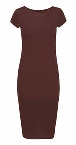 Load image into Gallery viewer, LUXE DIVA Ladies Scoop Neck Bodycon Dress Cap Sleeve Slim Fit Midi Dress Womens Plus Size Plain Stretch Ladies Jersey Midi Dress Sizes 8-26