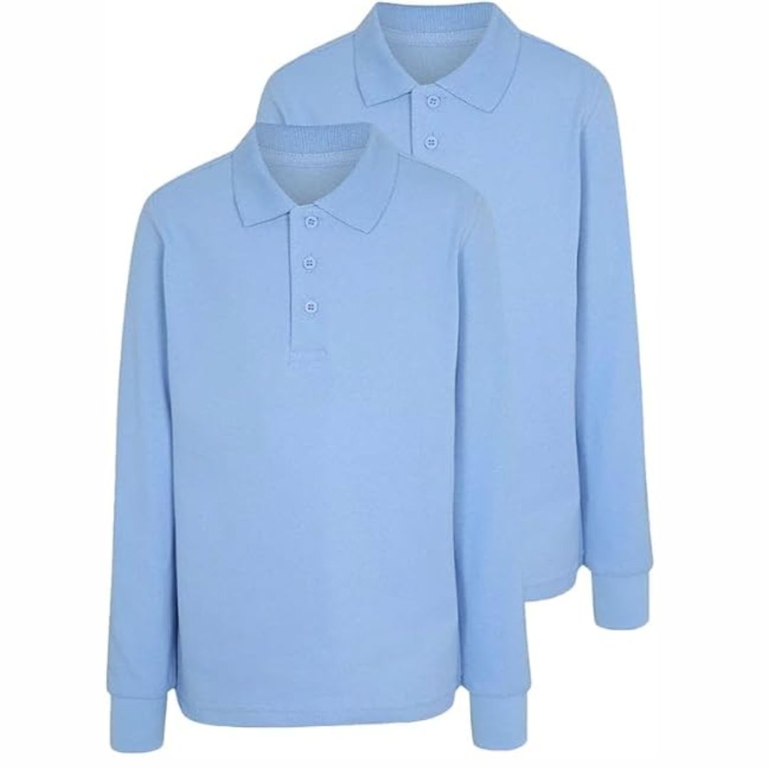LUXE DIVA Boys Plain Polo Shirts Kids Summer Long Sleeve School T-Shirts Top School Shirts Uniform PE Top