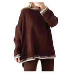 Load image into Gallery viewer, LUXE DIVA Ladies Knitted Stitched Wide Leg 2PCS Co-ord Suit Sweater Loungewear Set