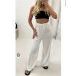 Load image into Gallery viewer, Womens Ladies Wide Leg Drawstring Palazzo Bottom Trouser Pant Elasticated Waist