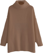 Load image into Gallery viewer, LUXE DIVA Women Chunky Knitted High Polo Roll Neck Baggy Oversized Winter Jumper Dress Top