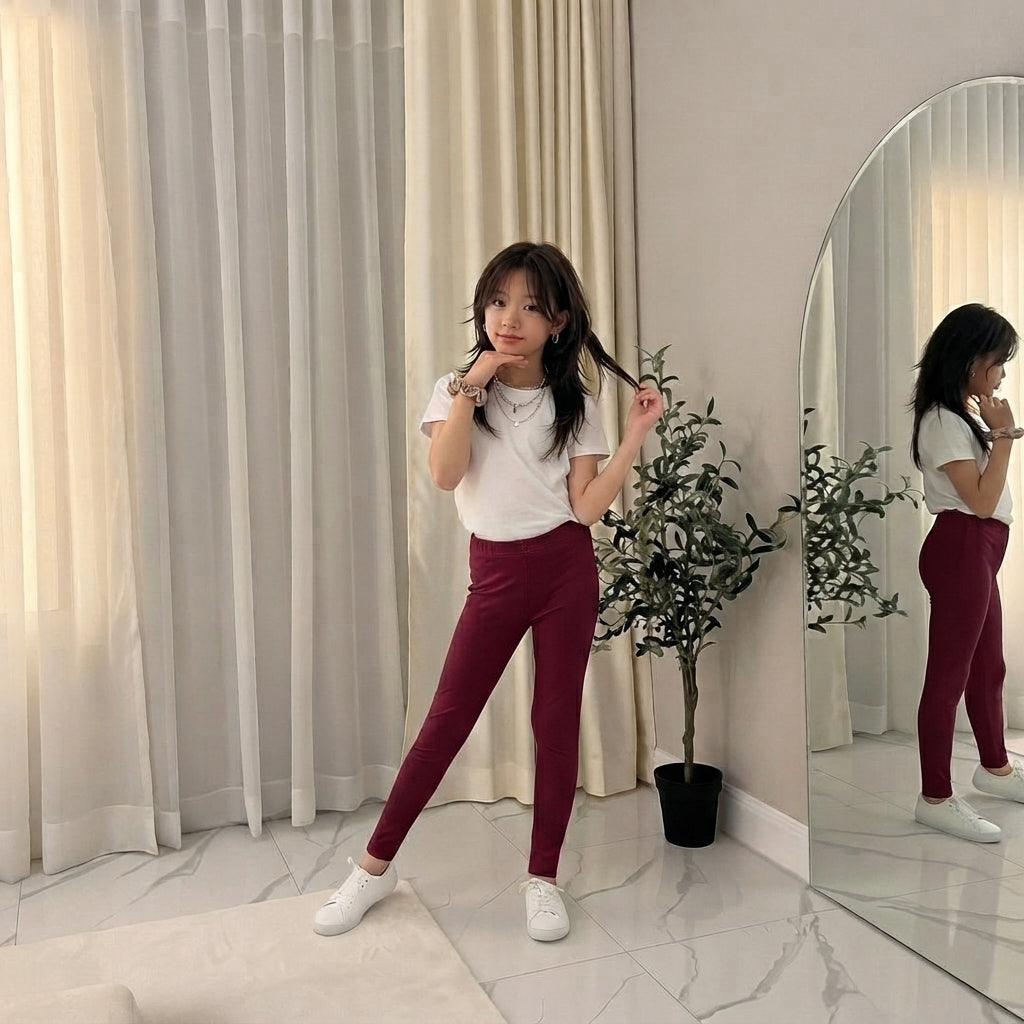 LUXE DIVA Girls Full Length Dance Leggings Stretchy High Waist Kids Activewear Trousers
