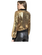 Load image into Gallery viewer, LUXE DIVA New sequin glitter bomber Ladies club dance party festival costume biker jacket