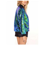 Load image into Gallery viewer, LUXE DIVA New sequin glitter bomber Ladies club dance party festival costume biker jacket