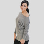 Load image into Gallery viewer, LUXE DIVA One Off-Shoulder Tops with Long Sleeves, Off Shoulder Batwing Jumper, Ladies Batwing Top in Black, Red, White Plus 21 Colors More UK