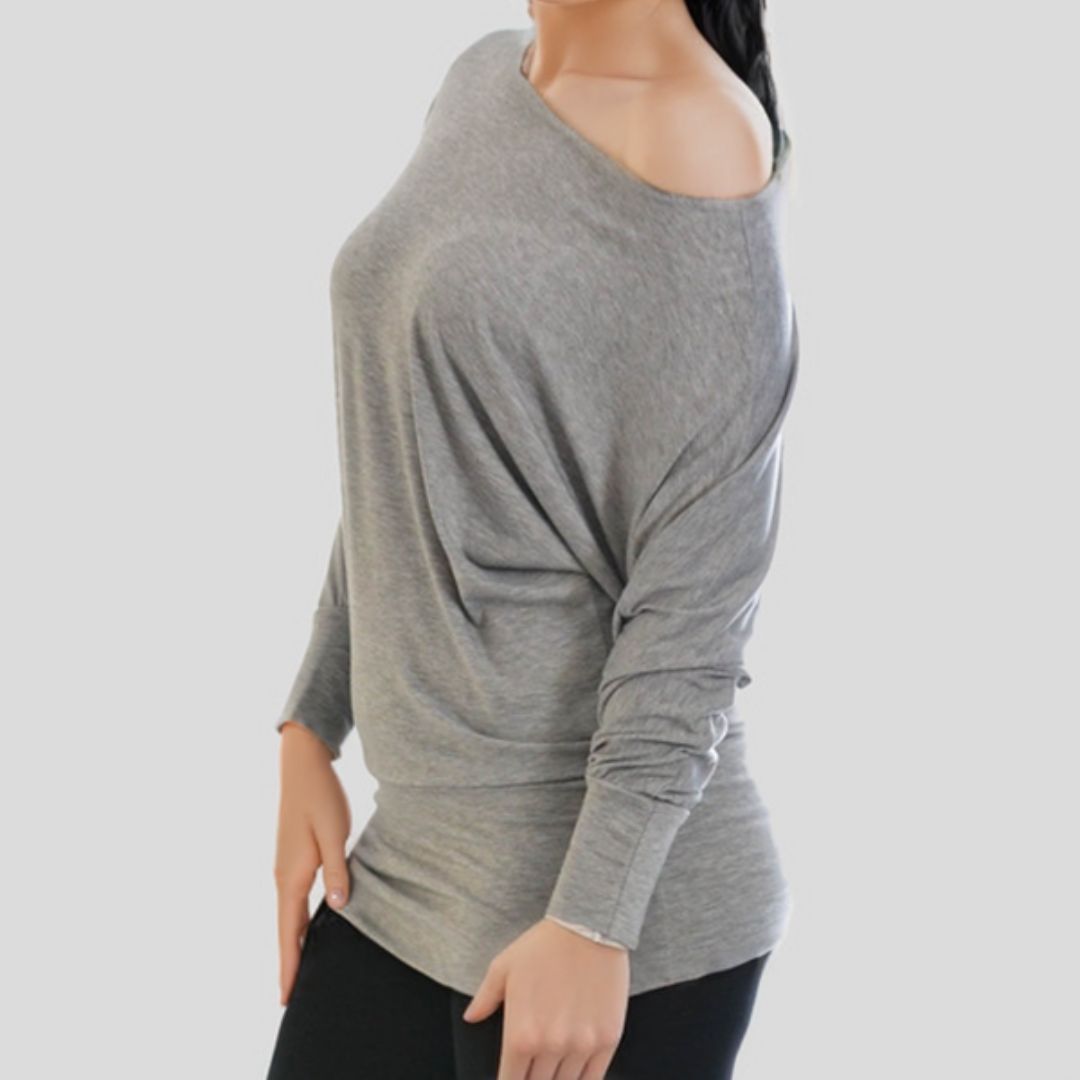 LUXE DIVA One Off-Shoulder Tops with Long Sleeves, Off Shoulder Batwing Jumper, Ladies Batwing Top in Black, Red, White Plus 21 Colors More UK