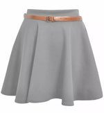 Load image into Gallery viewer, LUXE DIVA Womens Belted Flared Mini Swing Skirt Short Skater Party Plain Ladies UK 8-22