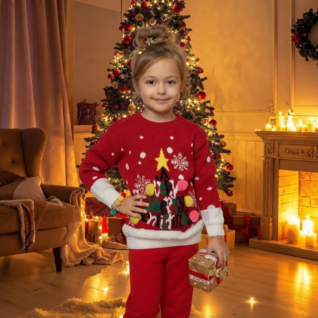 LUXE DIVA Kids Christmas Jumper Boys Girls Festive Reindeer Bambi Snowflake Sweater