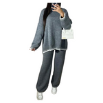 Load image into Gallery viewer, LUXE DIVA Women's Two Piece Lounge Sweater Sets Long Sleeve Knit Pullover Tops Wide Leg Pants Tracksuits